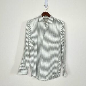Banana Republic classic Fit Men’s Long Sleeve Dress Shirt Green Stripe Size M